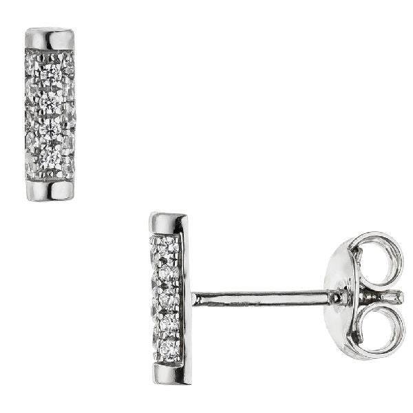Ohrstecker Stab 925 Sterling Silber 28 Zirkonia Ohrringe Silberohrringe CJ