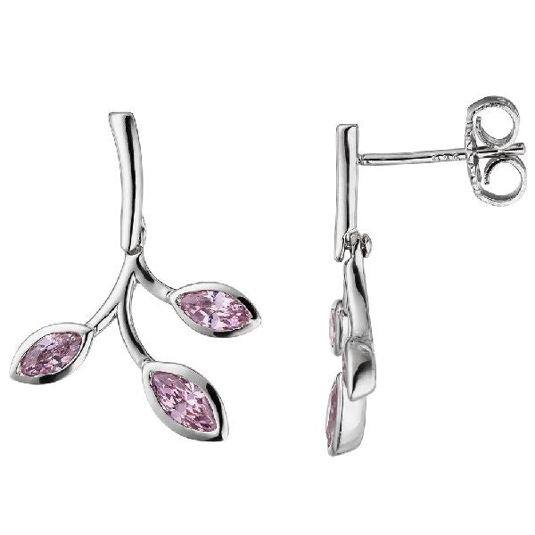 Ohrhänger 925 Sterling Silber 6 Zirkonia rosa Ohrringe Ohrstecker Silberohrringe CJ