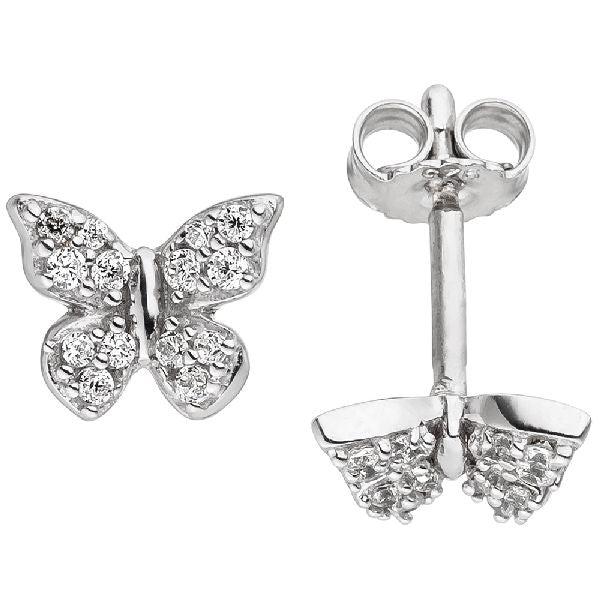 Kinder Ohrstecker Schmetterling 925 Silber mit Zirkonia Kinderohrringe CJ
