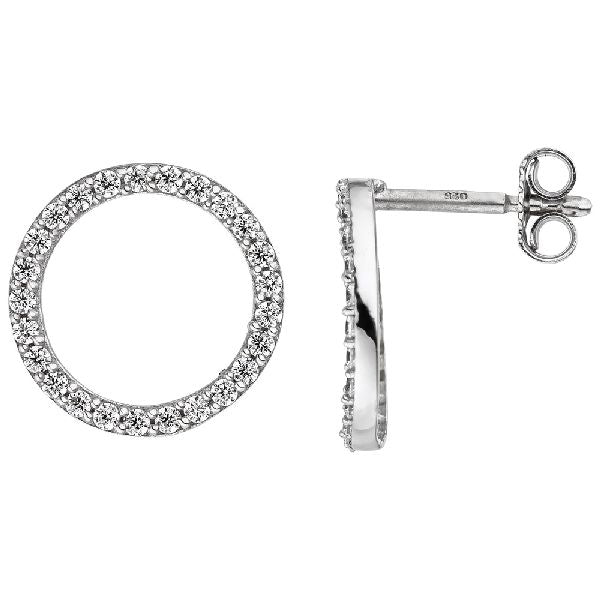 Ohrstecker rund 925 Silber mit Zirkonia Ohrringe Silberohrstecker 12,2 mm CJ
