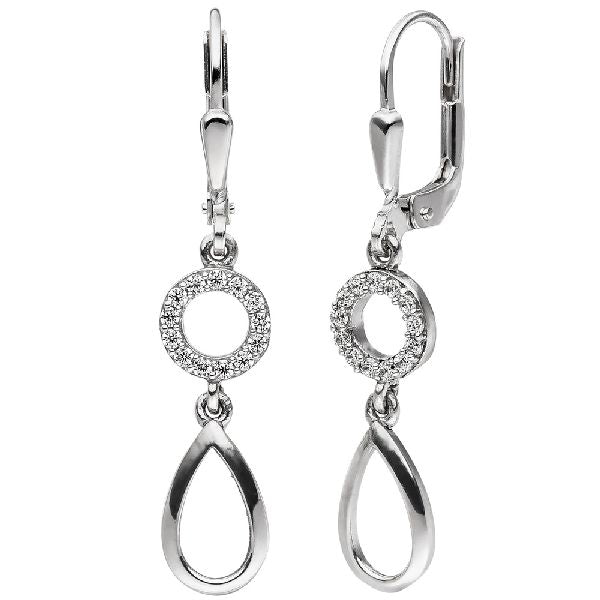 Ohrhänger 925 Sterling Silber 26 Zirkonia Ohrringe Boutons Silberohrringe CJ