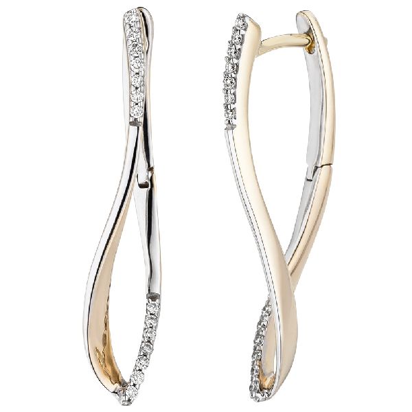 Creolen 585 Gold Gelbgold bicolor 28 Diamanten Brillanten 0,12ct. Ohrringe CJ