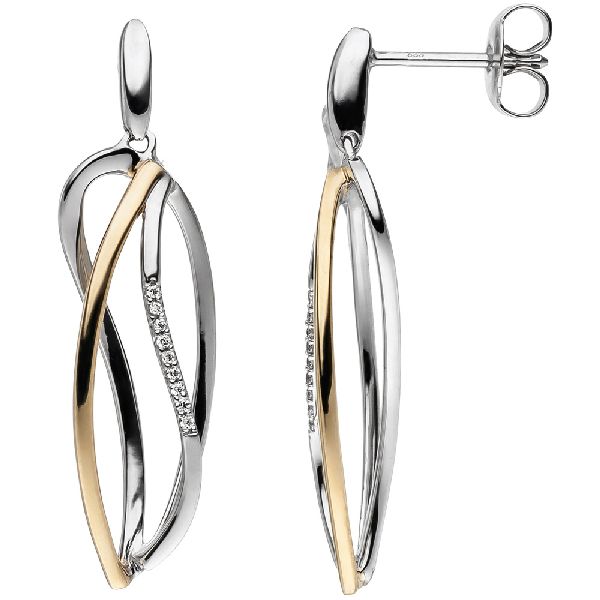 Ohrhänger 333 Gold Weißgold Gelbgold bicolor 18 Zirkonia Ohrringe Ohrstecker CJ