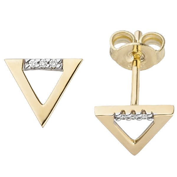 Ohrstecker Dreieck 585 Gold Gelbgold 6 Diamanten Brillanten 0,02ct. Ohrrringe CJ