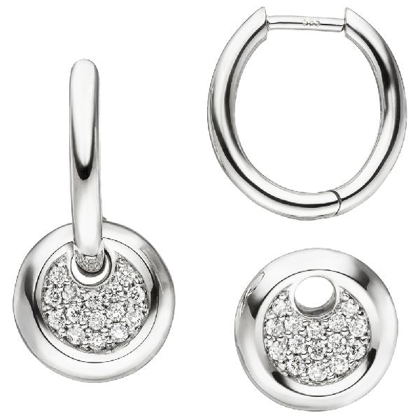 Creolen 585 Gold Weißgold 30 Diamanten Brillanten Ohrringe Diamantohrringe CJ