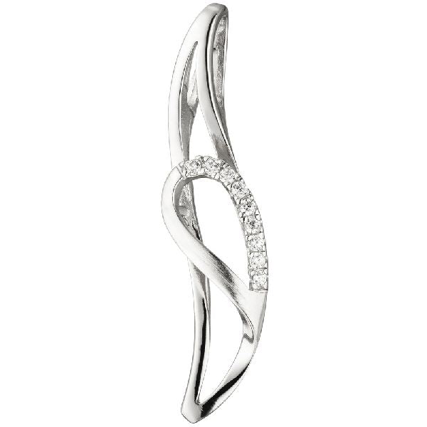 Anhänger 925 Sterling Silber teil matt 9 Zirkonia Silberanhänger CJ