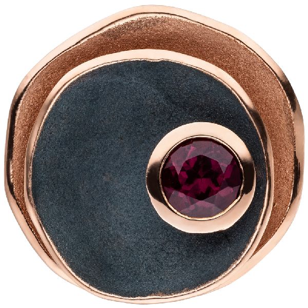 Anhänger 925 Silber rotgold vergoldet matt schwarz 1 Rhodolit rot CJ
