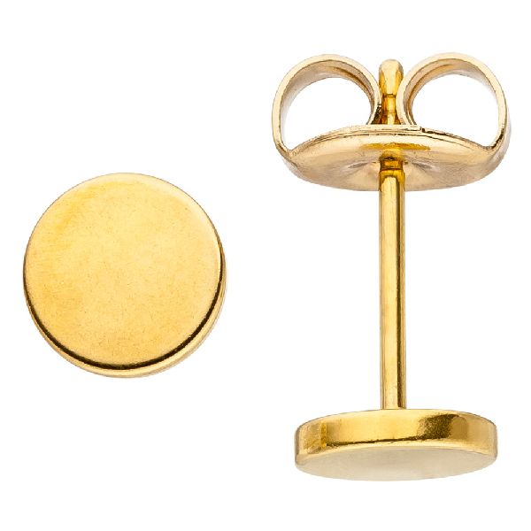 Ohrstecker Studs rund 6 mm Edelstahl gold farben beschichtet CJ