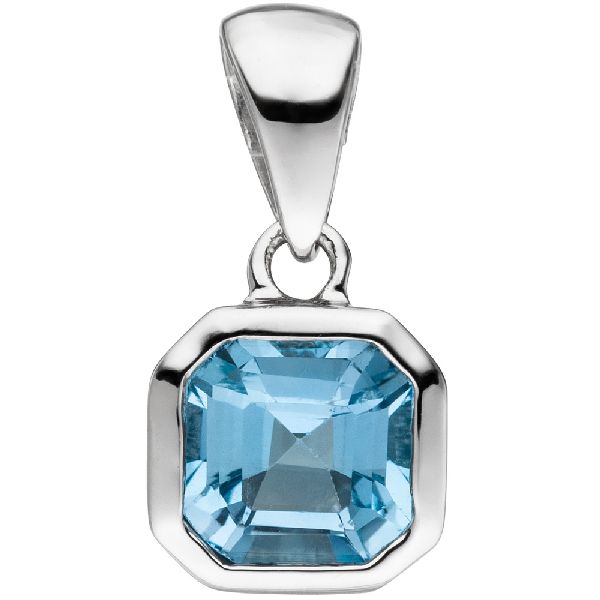 Anhänger 925 Sterling Silber 1 Blautopas hellblau blau Silberanhänger CJ