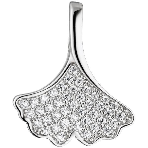 Anhänger Ginko Ginkgo 925 Sterling Silber mit Zirkonia Silberanhänger CJ