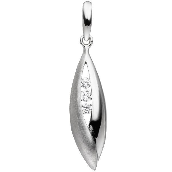 Anhänger 925 Sterling Silber teil matt 3 Zirkonia Silberanhänger CJ