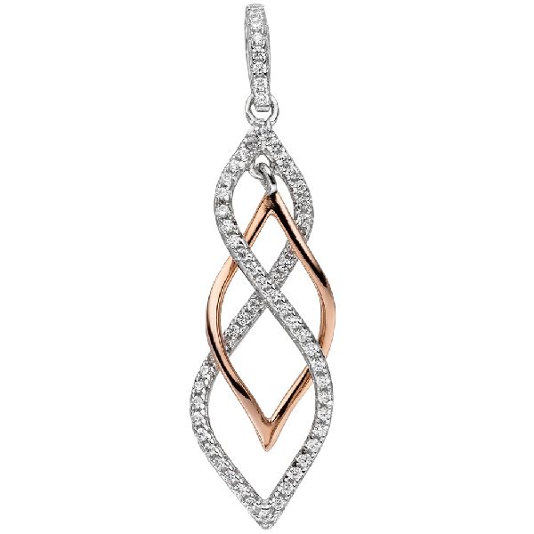 Anhänger 925 Sterling Silber bicolor vergoldet mit Zirkonia Silberanhänger CJ