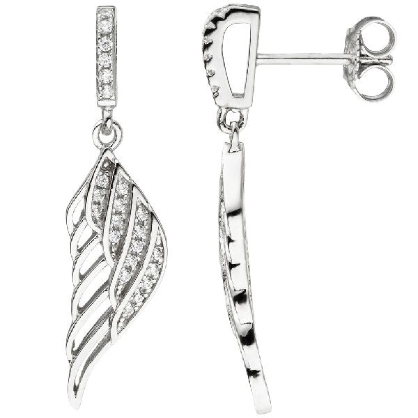 Ohrhänger Flügel Engelsflügel 925 Silber mit Zirkonia Ohrringe Ohrstecker CJ