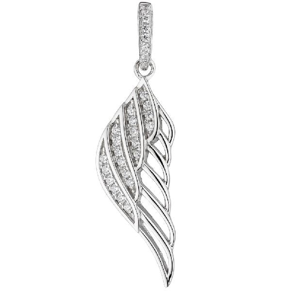 Anhänger Flügel Engelsflügel 925 Sterling Silber mit Zirkonia Silberanhänger CJ