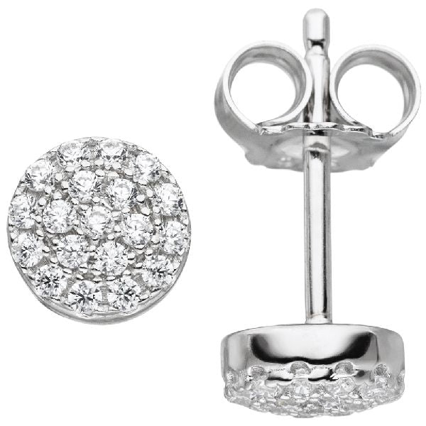 Ohrstecker rund 925 Sterling Silber mit Zirkonia Ohrringe Silberohrstecker 6 mm CJ