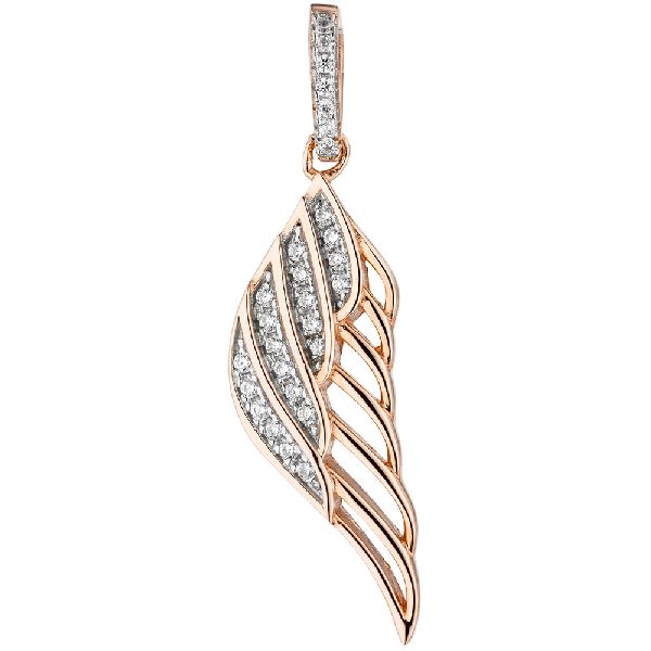Anhänger Flügel Engelsflügel 925 Sterling Silber rotgold vergoldet mit Zirkonia CJ