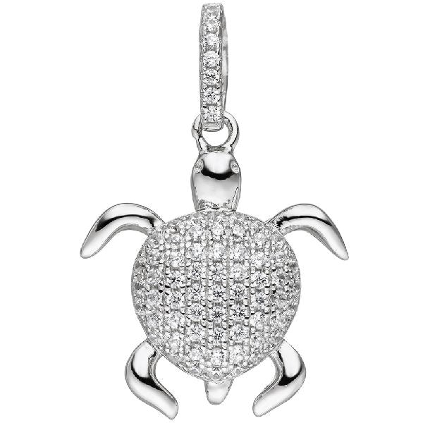 Anhänger Schildkröte 925 Sterling Silber mit Zirkonia Schildkrötenanhänger CJ
