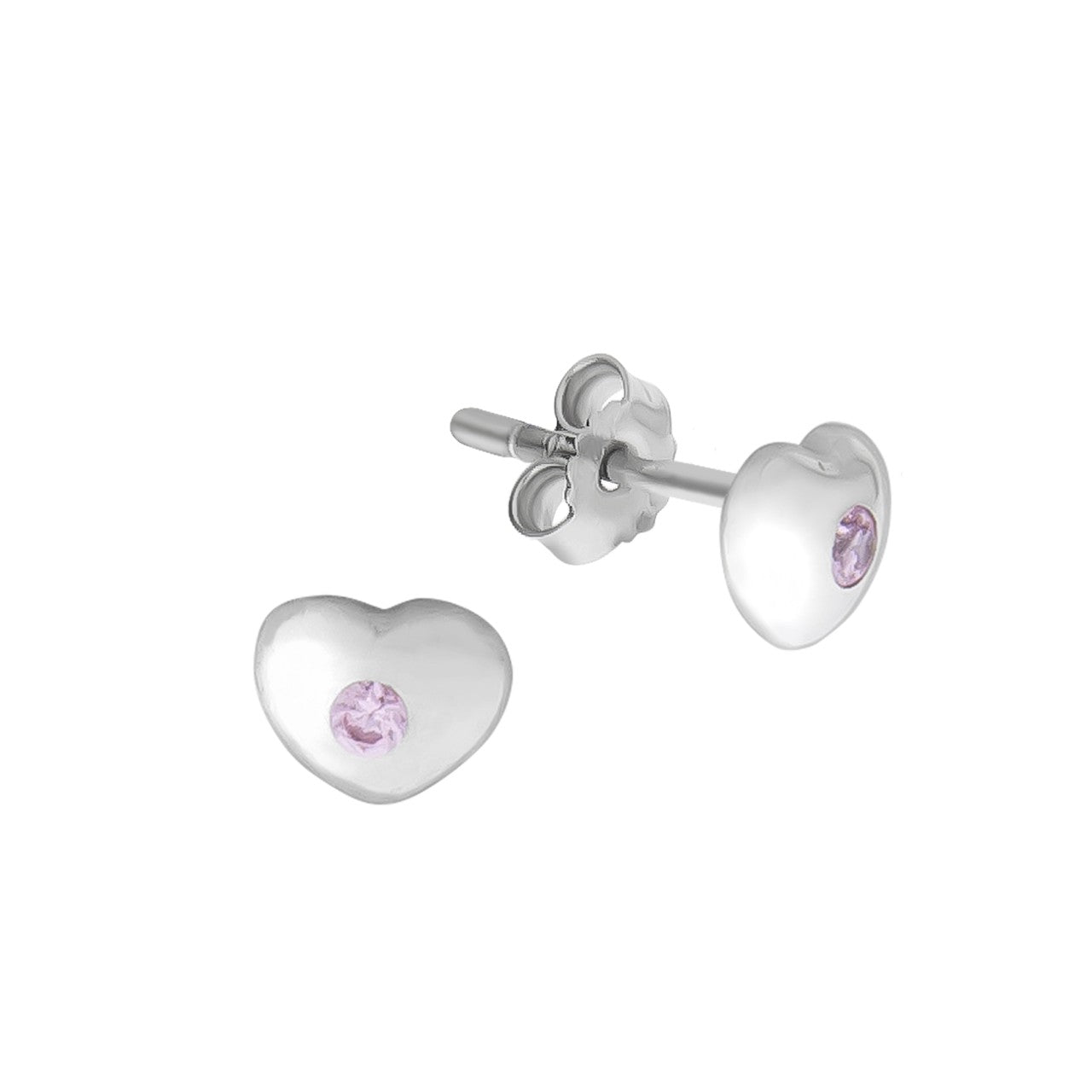 Echtschmuck Ohrstecker Kinder 925er Sterling Silber Herz Zirkonia 0,5cm, 1 Paar