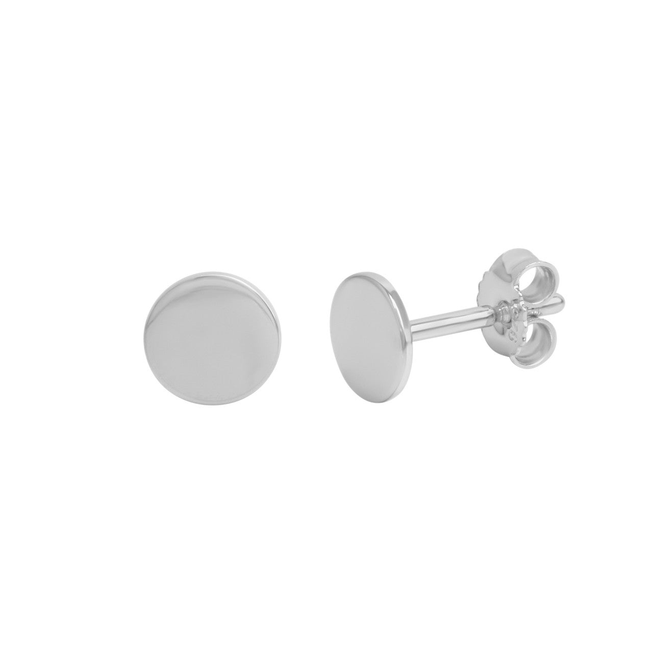Echtschmuck Ohrstecker Damen 925 Silber rhodiniert Scheibe 8mm 1,0cm, 1 Paar