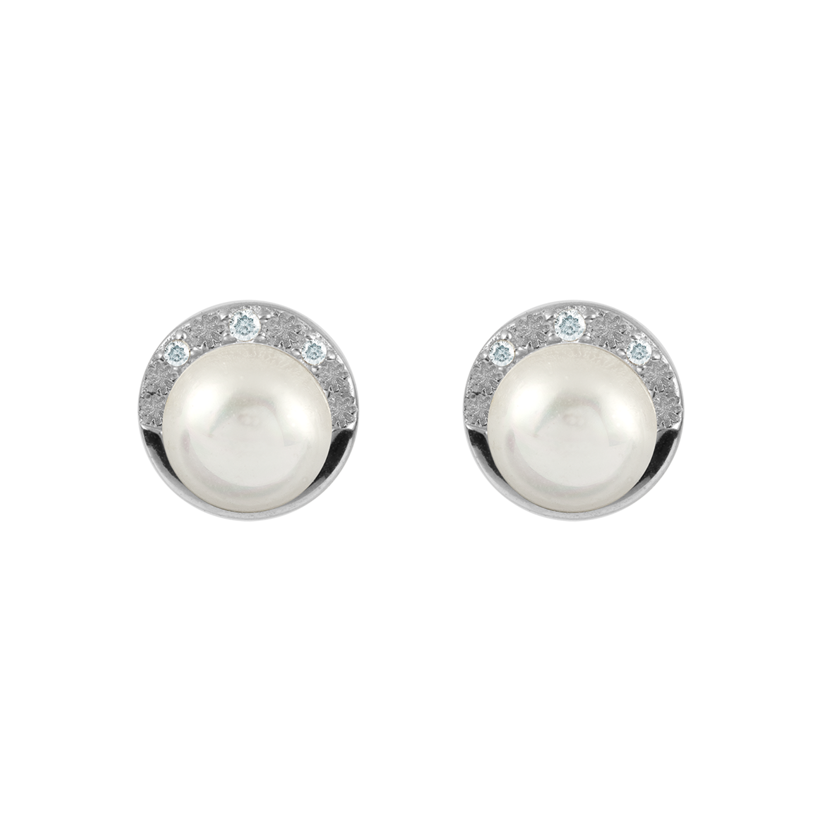 Ohrstecker Sterlingsilber mit wei�em Topas & Perle