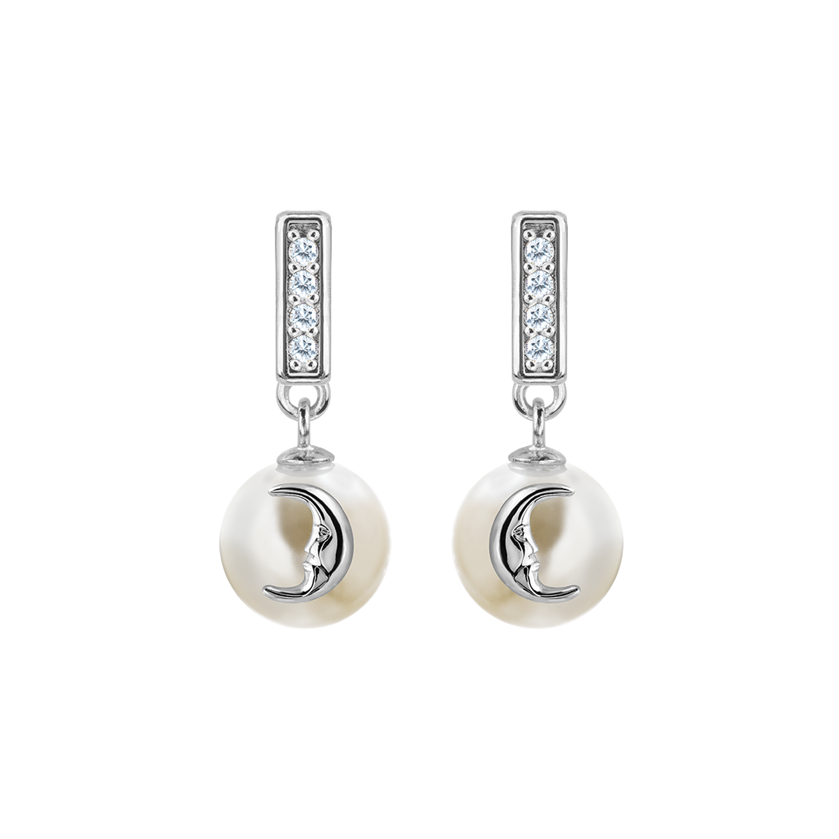 Ohrstecker Sterlingsilber mit wei�em Topas & Perle