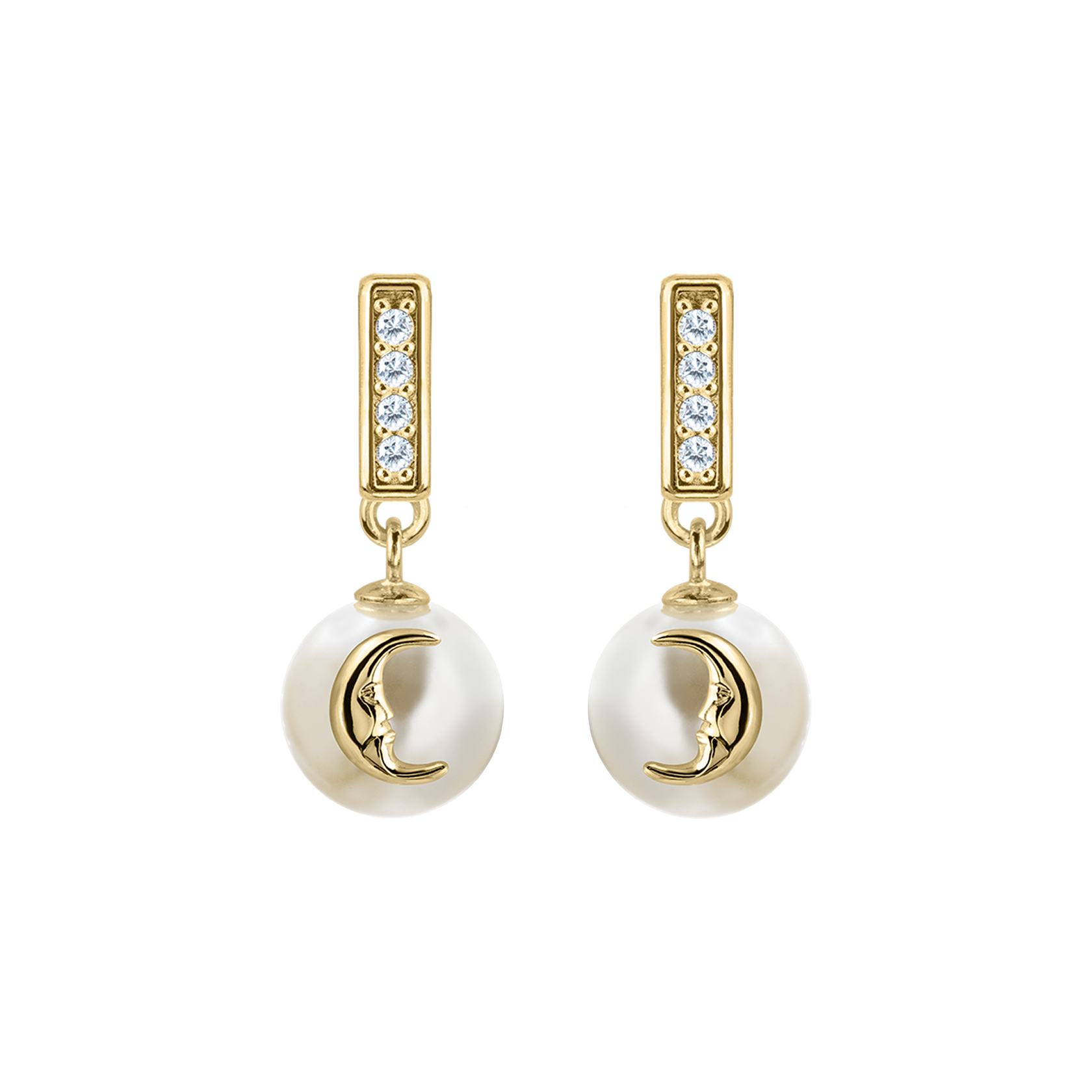 Ohrstecker Sterlingsilber vergoldet mit wei�em Topas & Perle