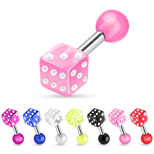 Tragus Piercing UV Dice Würfel C316L