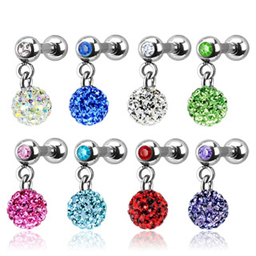 Tragus Piercing mit Strass Stein Anhänger
