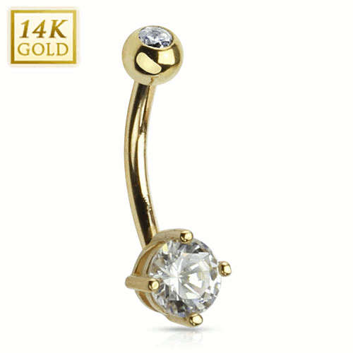 Bauchnabelpiercing 14 Karat 585er Gold mit Zirkonia Steinchen