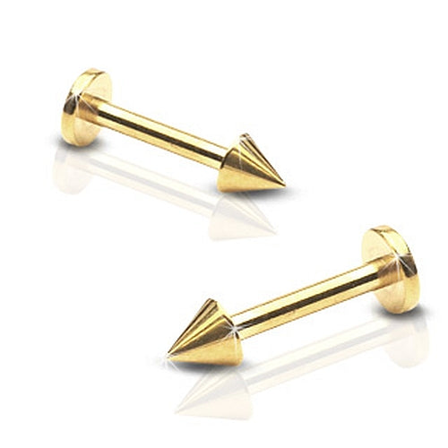 Lippenpiercing Labret mit Spitze im "Gold Style"