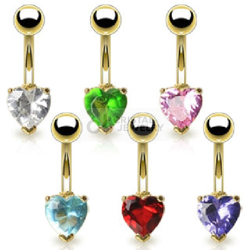 Bauchnabelpiercing Gold Plated Zirkonia Herz