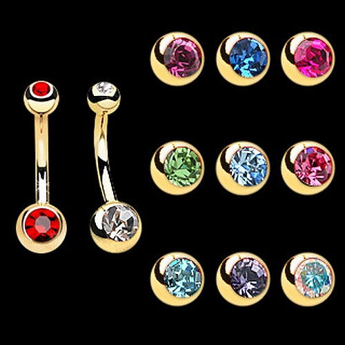 Bauchnabelpiercing Gold (PVD) Style mit Zirkonia Stein