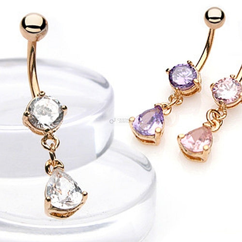 Bauchnabelpiercing Gold Plated Zirkonia Tropfen