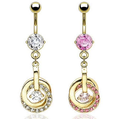 Bauchnabelpiercing Gold PVD beschichtet Zirkonia Strass Anhänger