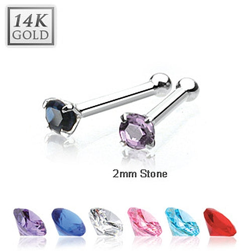 Nasenpiercing 14k 585er Weißgold Strass