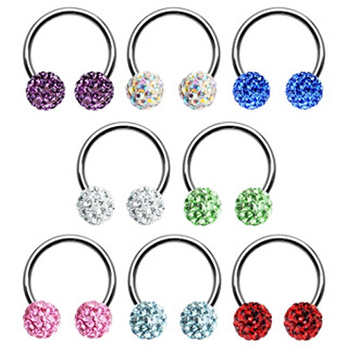 Hufeisen Piercing mit Multi Strass C316L Ferido