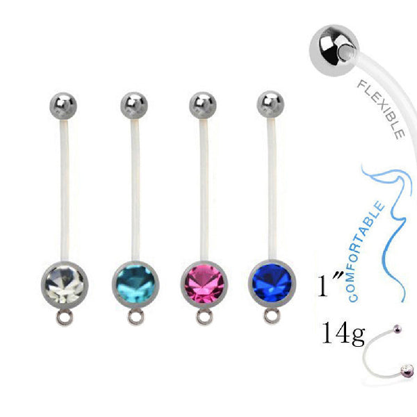 Bauchnabelpiercing Bioflex PTFE flexibel Schwangerschaft Kristall Pregnant Öse für Anhänger