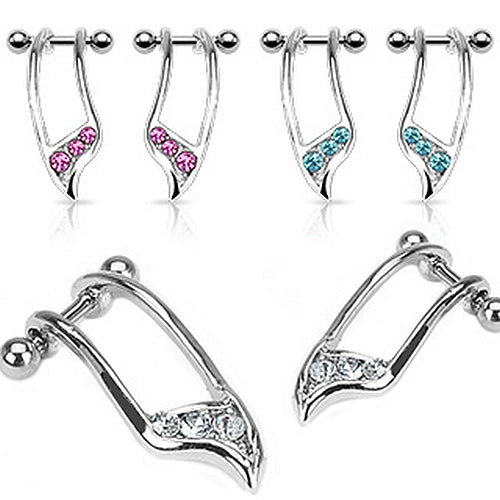 Helix Cartilage Piercing 1 Paar geschwungenes Design Zirkonia