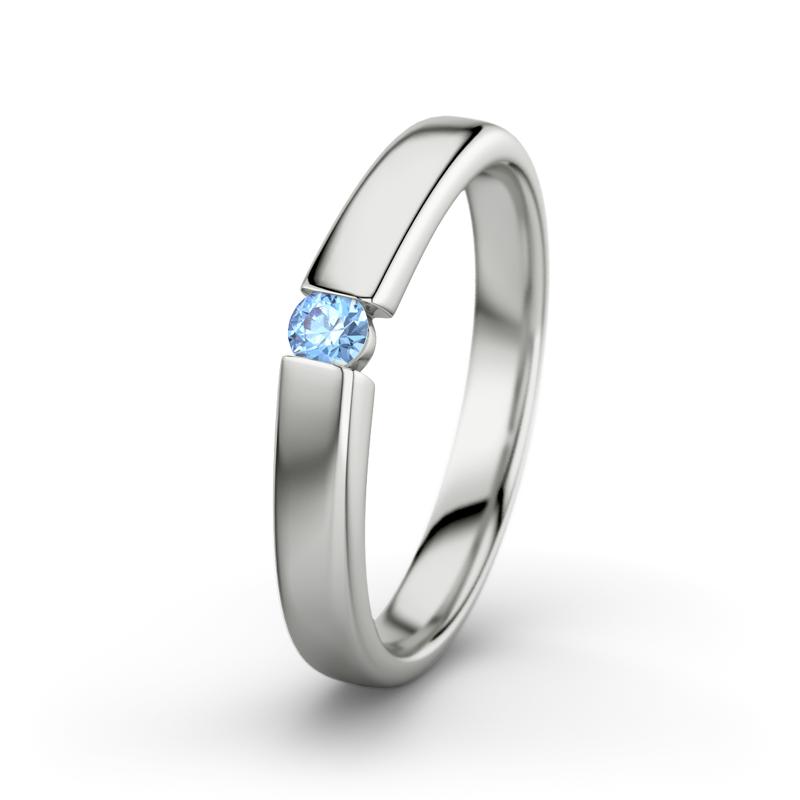 Blauer Topas Platinumring Beate - (Platinum 950) Ring mit gratis Ringgravur