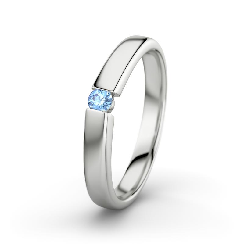 Blauer Topas Weißgoldring Beate - (Weißgold 750) Ring mit gratis Ringgravur
