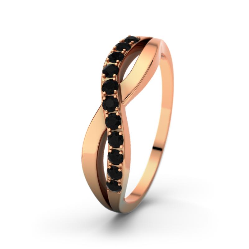 Diamant Schwarz Rotgoldring Brookelyn - (Rotgold 750) Ring mit gratis Ringgravur