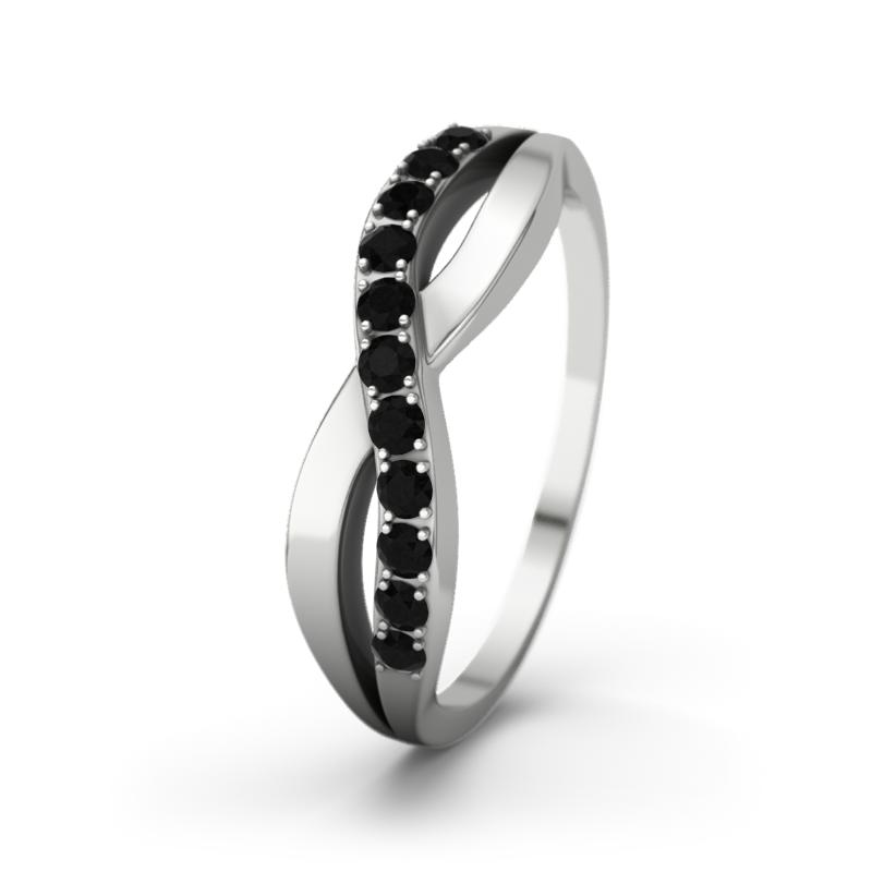 Diamant Schwarz Sterlingsilberring Brookelyn - (Sterlingsilber 925) Ring mit gratis Ringgravur