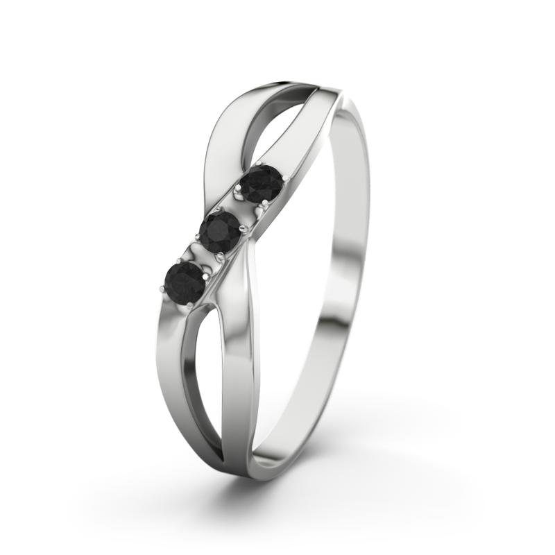 Diamant Schwarz Sterlingsilberring Dahlia - (Sterlingsilber 925) Ring mit gratis Ringgravur
