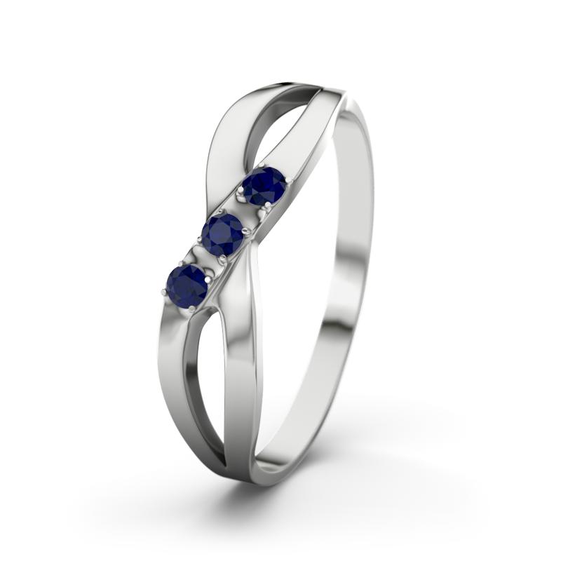 Blauer Saphir Weißgoldring Dahlia - (Weißgold 585) Ring mit gratis Ringgravur