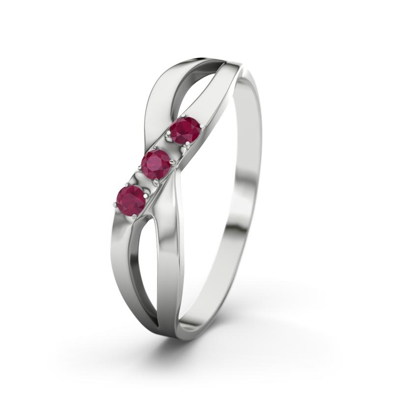 Rubin Weißgoldring Dahlia - (Weißgold 375) Ring mit gratis Ringgravur