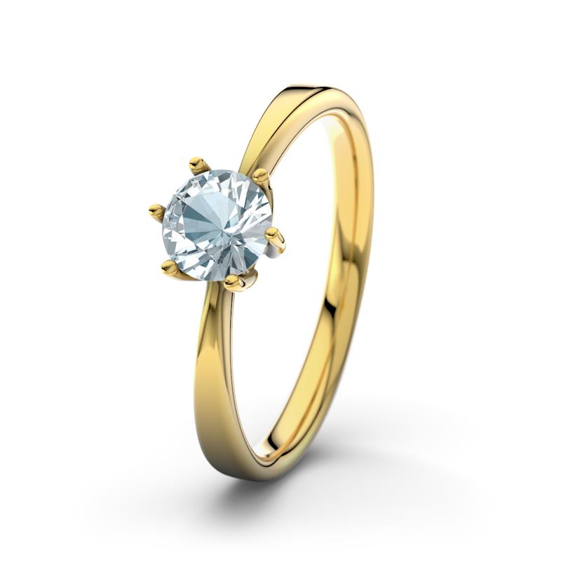 Aquamarin Gelbgoldring Eve - (Gelbgold 375) Ring mit gratis Ringgravur