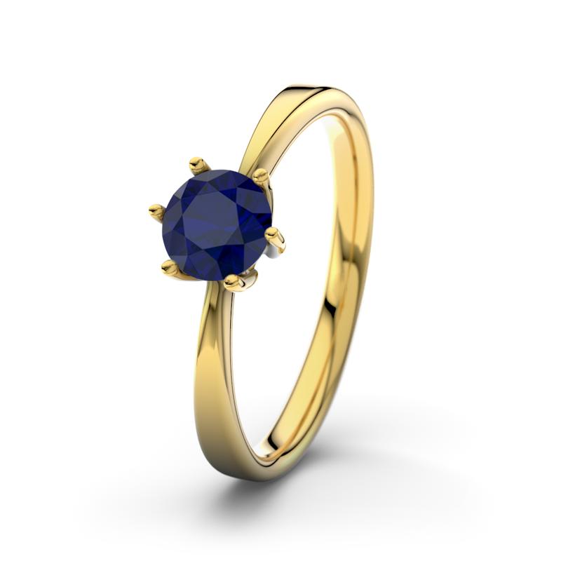Blauer Saphir Gelbgoldring Eve - (Gelbgold 375) Ring mit gratis Ringgravur