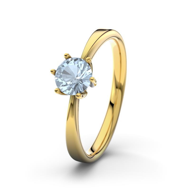 Blauer Topas Gelbgoldring Eve - (Gelbgold 375) Ring mit gratis Ringgravur