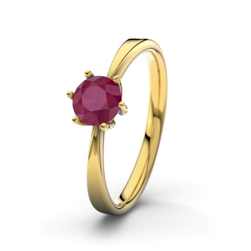Rubin Gelbgoldring Eve - (Gelbgold 375) Ring mit gratis Ringgravur