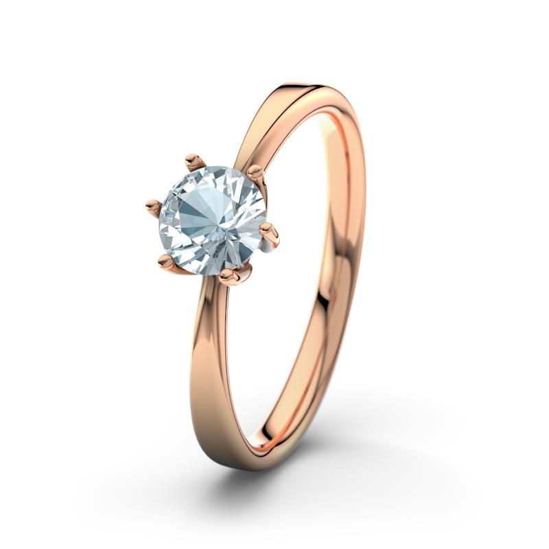 Aquamarin Rotgoldring Eve - (Rotgold 585) Ring mit gratis Ringgravur